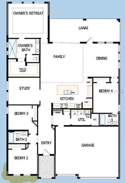 2D floor plan layout of this home in Chapel Crossings – Classic Series, Wesley Chapel, FL (Image 3).