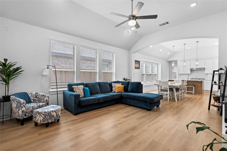 Wood floors, large windows, and modern fixtures. Wood floors, large windows, and modern fixtures.