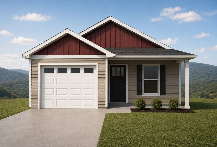 Representative exterior photo of a completed home built from the Wesley by Enchanted Homes in Stones Throw, Inman, SC (Image 5).
