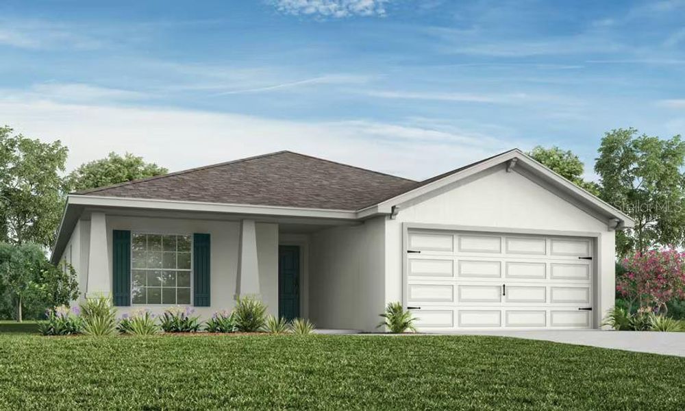 Front exterior of a new home in Myrtlebrook Preserve, Lakeland, FL, highlighting curb appeal (Image 1). Front exterior of a new home in Myrtlebrook Preserve, Lakeland, FL, highlighting curb appeal (Image 1).