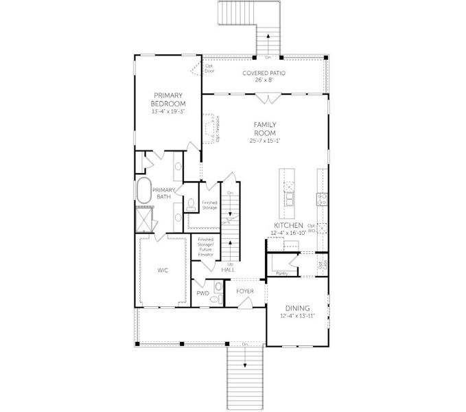 2D floor plan layout for the Ravenel - Single Family Homes by Dream Finders Homes in Rivercroft, Awendaw, SC (Image 3).