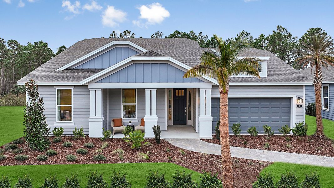 Front exterior of a new home in Colbert Landings, Palm Coast, FL, highlighting curb appeal (Image 21).