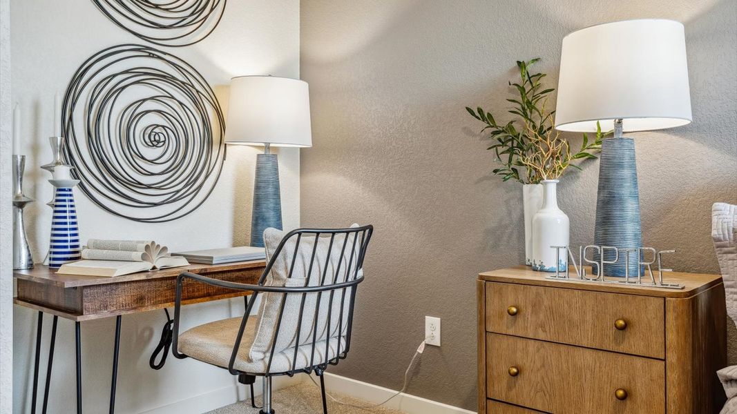 Furnished interior view inside a new home in The Ridge at Lorson Ranch, Colorado Springs (Image 11). Furnished interior view inside a new home in The Ridge at Lorson Ranch, Colorado Springs (Image 11).