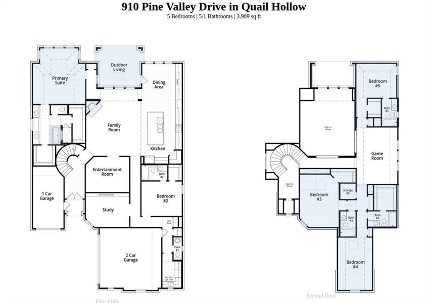2D floor plan layout of this home in Quail Hollow, Rockwall, TX (Image 4).