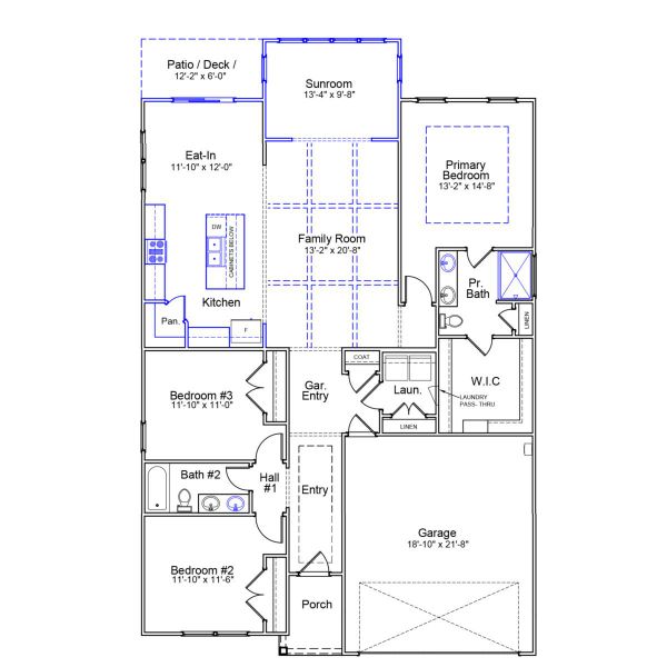 2D floor plan layout of this home in Cottages at Lake Emory, Inman, SC (Image 2).
