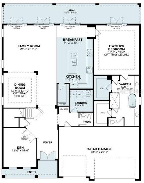 2D floor plan layout of this home in Wolf Lake Ranch, Apopka, FL (Image 2).