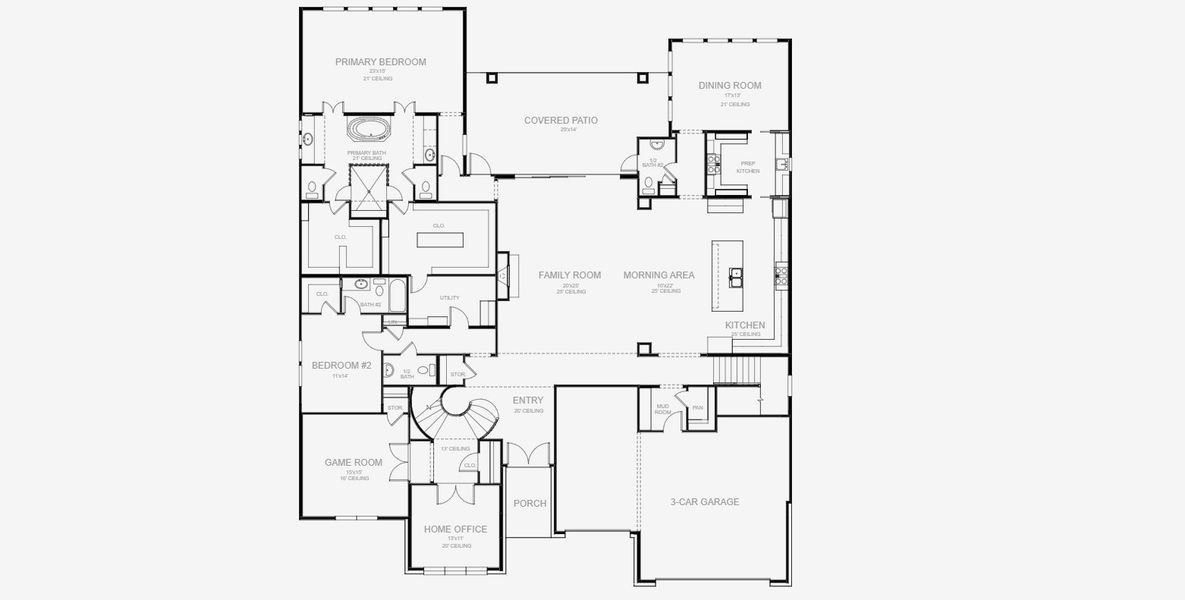 2D floor plan layout for the 5573S by Perry Homes in Lakes of Cane Island, Katy, TX (Image 5).
