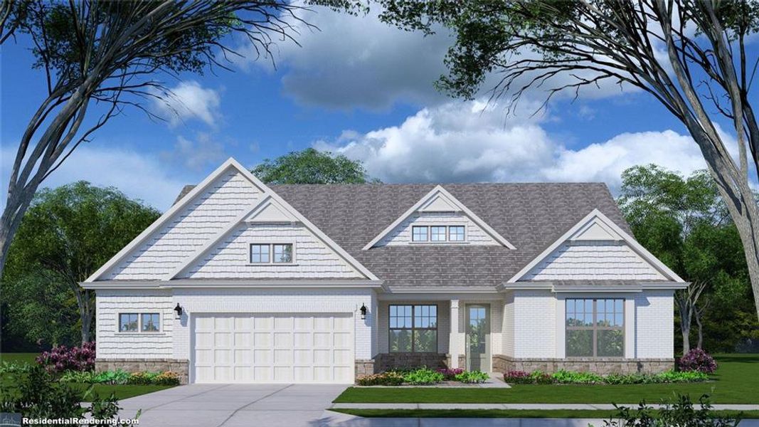 Front exterior of a new home in Soleil Summit Chase, Snellville, GA, highlighting curb appeal (Image 1). Front exterior of a new home in Soleil Summit Chase, Snellville, GA, highlighting curb appeal (Image 1).