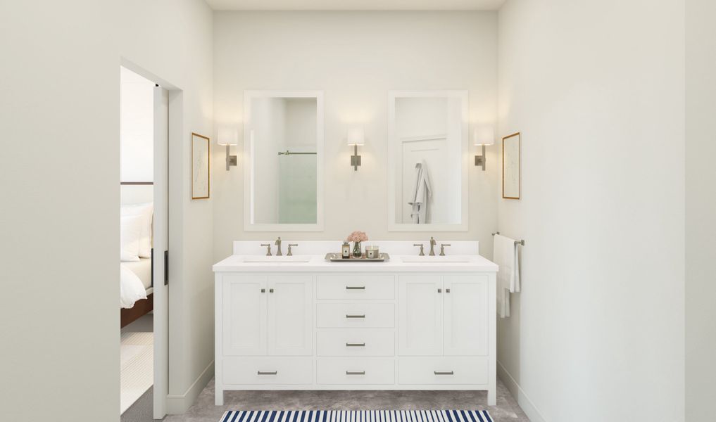 Primary bath with brushed nickel fixtures