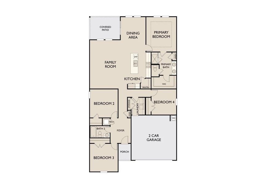 2D floor plan layout of this home in Cedars at Cane Ridge | 55+ Community, Antioch, TN (Image 5).