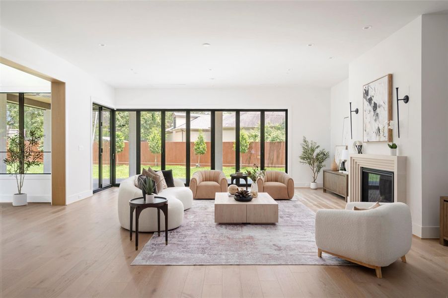 The large accordion doors fully open to truly create an indoor-outdoor experience. Incredible for entertaining.