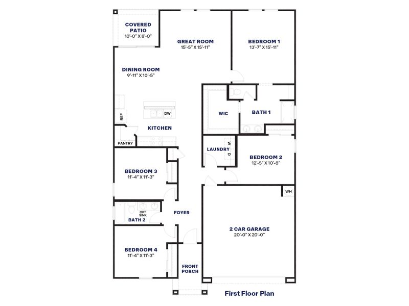 2D floor plan layout for the Cali by D.R. Horton in Anthem at Merrill Ranch, Florence, AZ (Image 5).