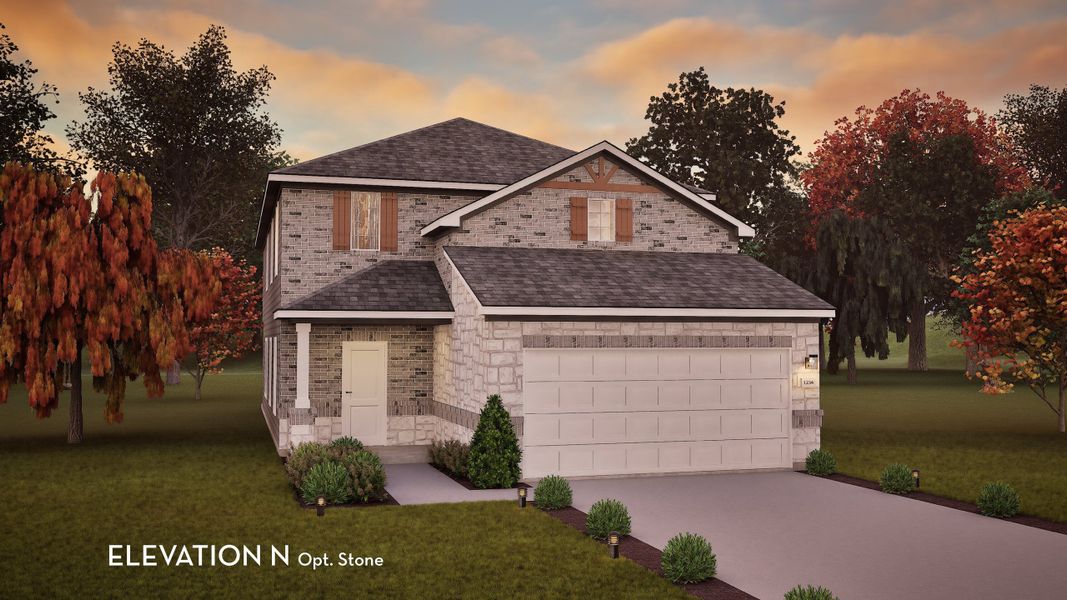 Representative exterior photo of a completed home built from the Willow by CastleRock Communities in Cool Water, Jarrell, TX (Image 6).