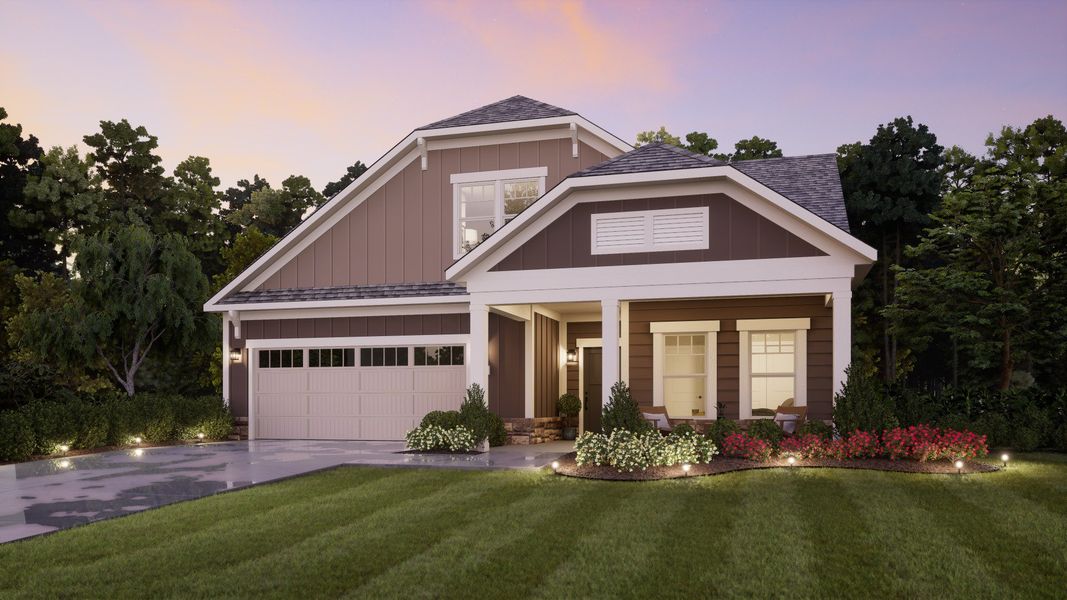 Representative exterior photo of a completed home built from the Portico by Epcon Communities in The Courtyards at Quail Park, Mint Hill, NC (Image 27). Representative exterior photo of a completed home built from the Portico by Epcon Communities in The Courtyards at Quail Park, Mint Hill, NC (Image 27).