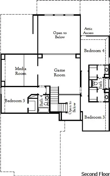 2D floor plan layout of this home in Cambridge Crossing, Celina, TX (Image 6).