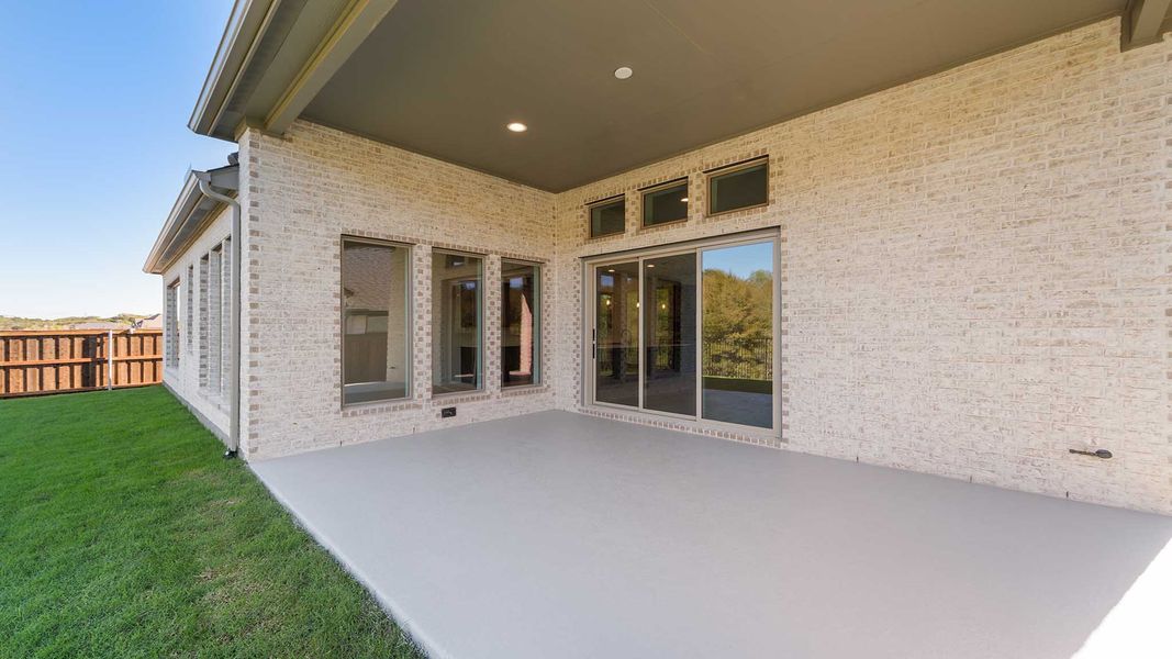 Exterior details and patio area of a home in Hillstead 60', Lavon (Image 3). Exterior details and patio area of a home in Hillstead 60', Lavon (Image 3).