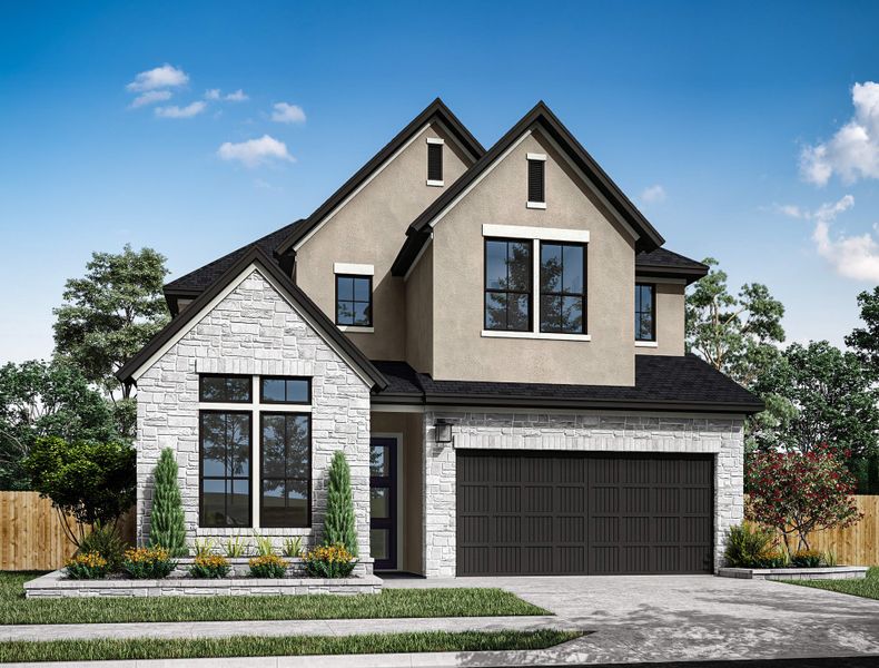 Representative exterior photo of a completed home built from the Whimbrel by Tri Pointe Homes in Sienna 45', Missouri City, TX (Image 21). Representative exterior photo of a completed home built from the Whimbrel by Tri Pointe Homes in Sienna 45', Missouri City, TX (Image 21).