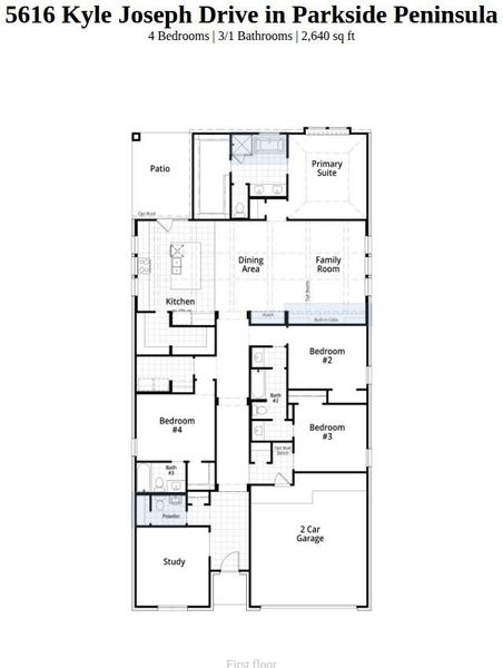 2D floor plan layout of this home in Parkside Peninsula, Georgetown, TX (Image 2). 2D floor plan layout of this home in Parkside Peninsula, Georgetown, TX (Image 2).