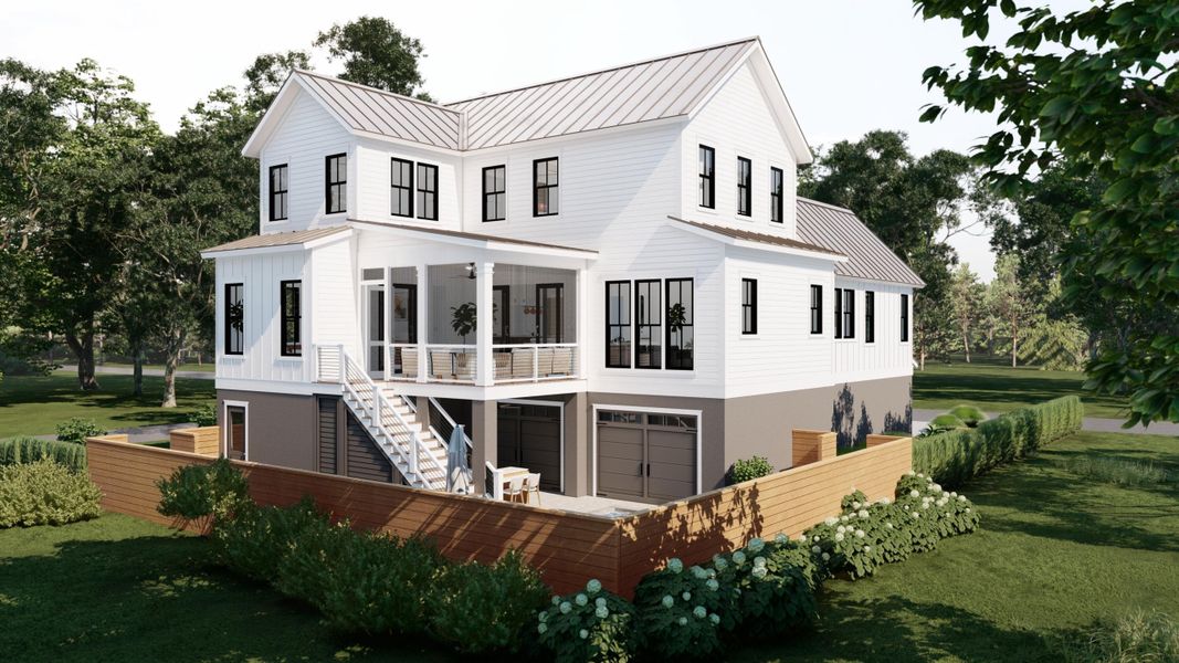 Front exterior of a new home in , Isle Of Palms, SC, highlighting curb appeal (Image 19). Front exterior of a new home in , Isle Of Palms, SC, highlighting curb appeal (Image 19).