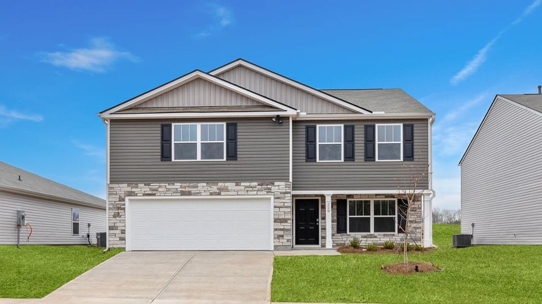 Front exterior of a new home in Cedar Gap, Fountain Inn, SC, highlighting curb appeal (Image 1).