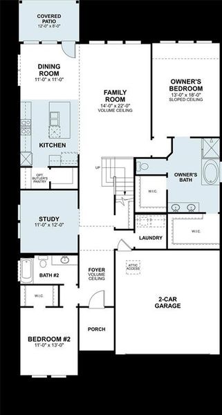 2D floor plan layout of this home in Lily Creek at Sutton Fields, Aubrey, TX (Image 2).