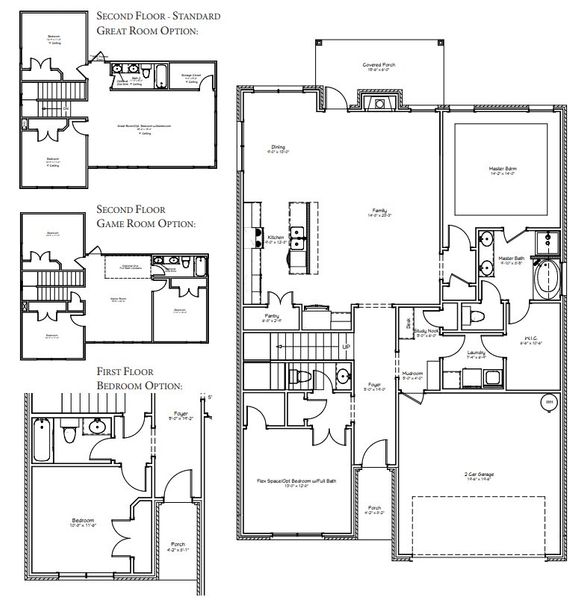 2D floor plan layout for the The Azalea by Avonley Homes in Austin's Colony, Bryan, TX (Image 2).