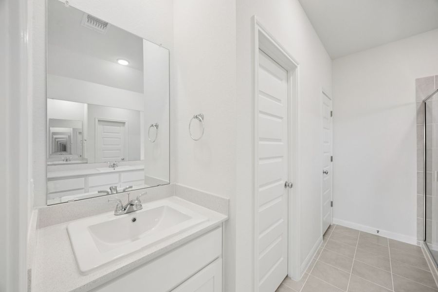 Primary Bathroom in the Cypress home plan by Trophy Signature Homes - REPRESENTATIVE PHOTO