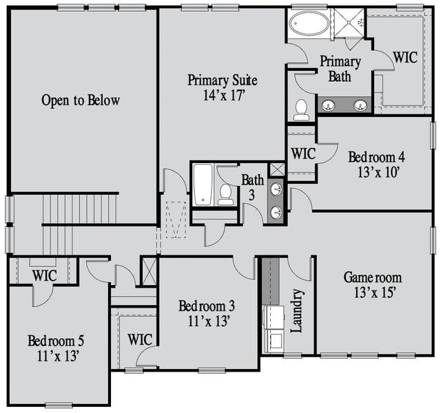 2D floor plan layout for the Warren by UnionMain Homes in Pickens Bluff, Hiram, GA (Image 4).