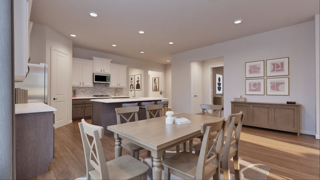 Furnished interior view inside a new home in 6 Creeks, Kyle (Image 3).
