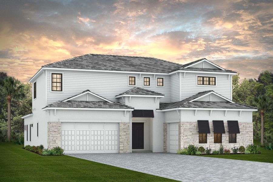 Representative exterior photo of a completed home built from the Livingston II by DiVosta in Canter, Wellington, FL (Image 1). Representative exterior photo of a completed home built from the Livingston II by DiVosta in Canter, Wellington, FL (Image 1).