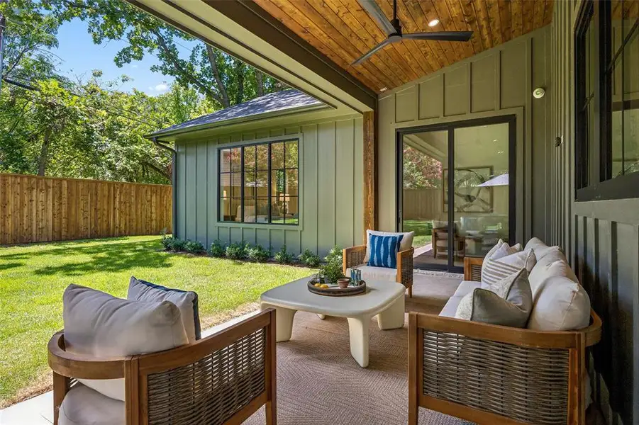 Exterior details and patio area of a home in , Dallas (Image 3). Exterior details and patio area of a home in , Dallas (Image 3).