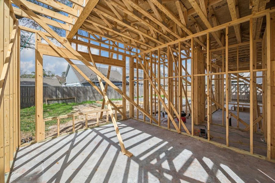 First floor study/guest bedroom with walk-in closet and large windows overlooking the backyard. *Current construction 2/26/26