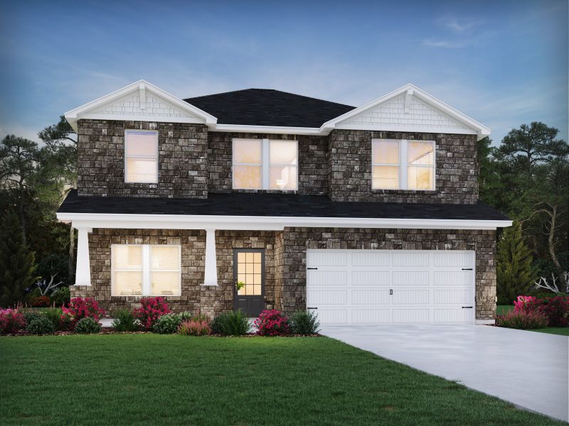 Representative exterior photo of a completed home built from the Brentwood Basement by Meritage Homes in Harmony Manor, Fairburn, GA (Image 16).