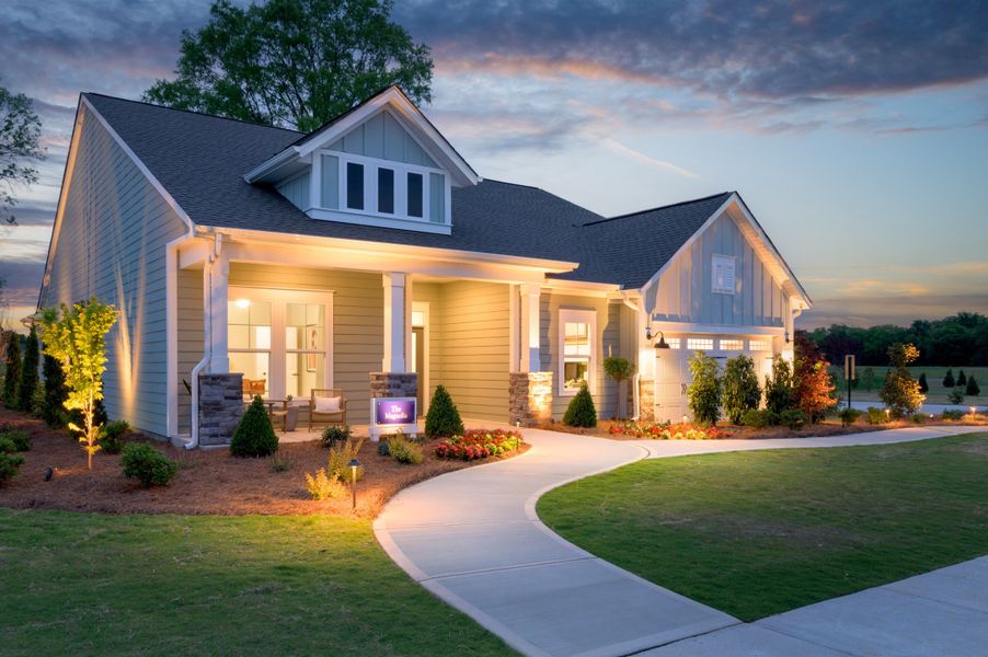 Front exterior of a new home in Encore at Harmony, Harrisburg, NC, highlighting curb appeal (Image 21). Front exterior of a new home in Encore at Harmony, Harrisburg, NC, highlighting curb appeal (Image 21).