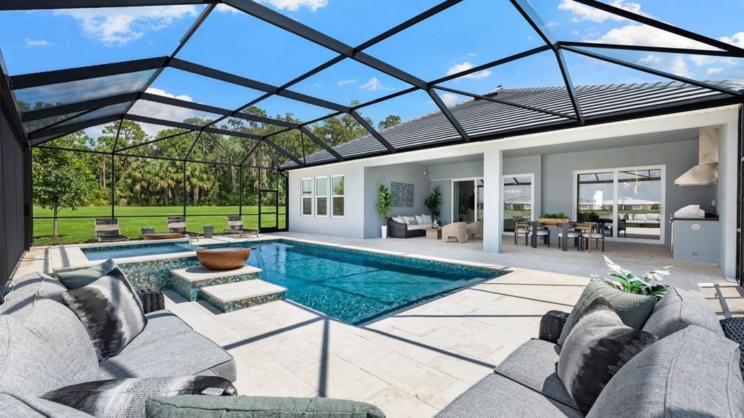 Representative exterior details of a home built from the Pallazio II by Taylor Morrison in Skye Ranch Community Group Page, Sarasota (Image 4).