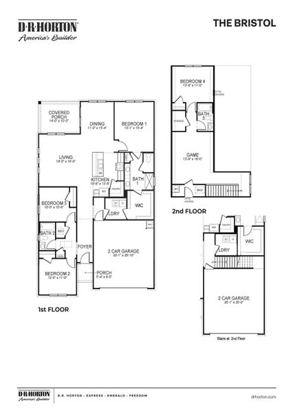 2D floor plan layout for the BRISTOL by D.R. Horton in Shiloh Springs, Jackson, TN (Image 3). 2D floor plan layout for the BRISTOL by D.R. Horton in Shiloh Springs, Jackson, TN (Image 3).