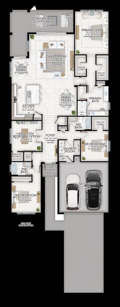 2D floor plan layout for the Bimini II by GL Homes in Valencia Vista at Riverland, Port St. Lucie, FL (Image 3).