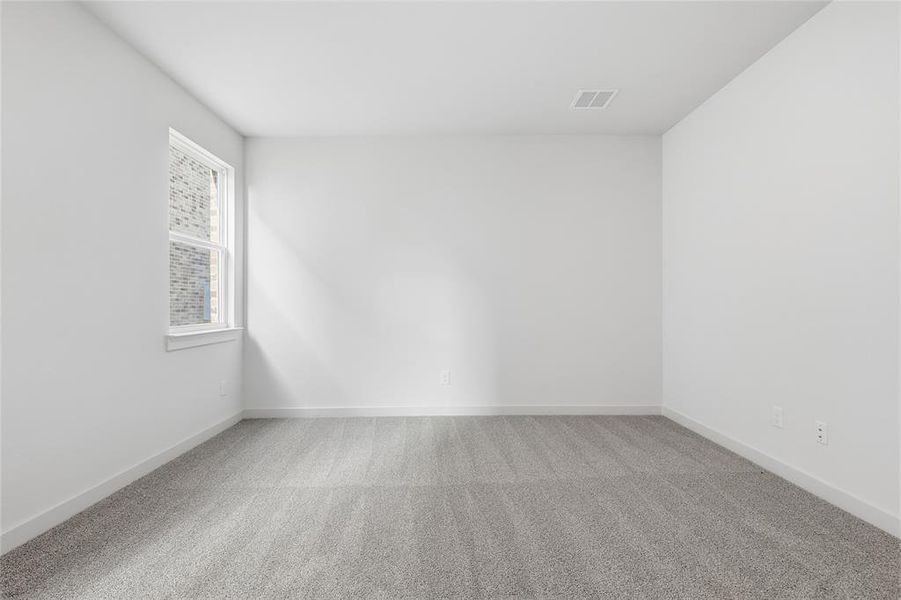 Carpeted empty room with baseboards Carpeted empty room with baseboards