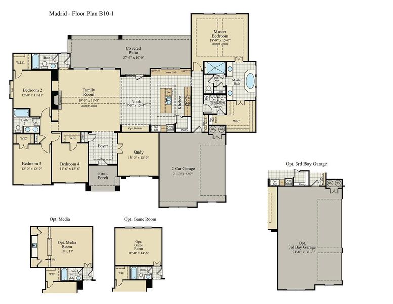 2D floor plan layout of this home in Waterfall Ranch, Waxahachie, TX (Image 4).