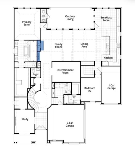 2D floor plan layout for the Lucca Plan by Highland Homes in The Parks at Wilson Creek: 74ft. lots, Celina, TX (Image 26).