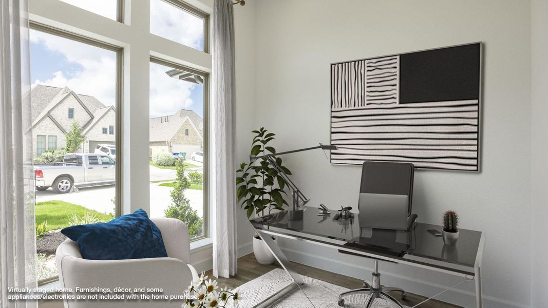 Office space with baseboards and wood finished floors Office space with baseboards and wood finished floors