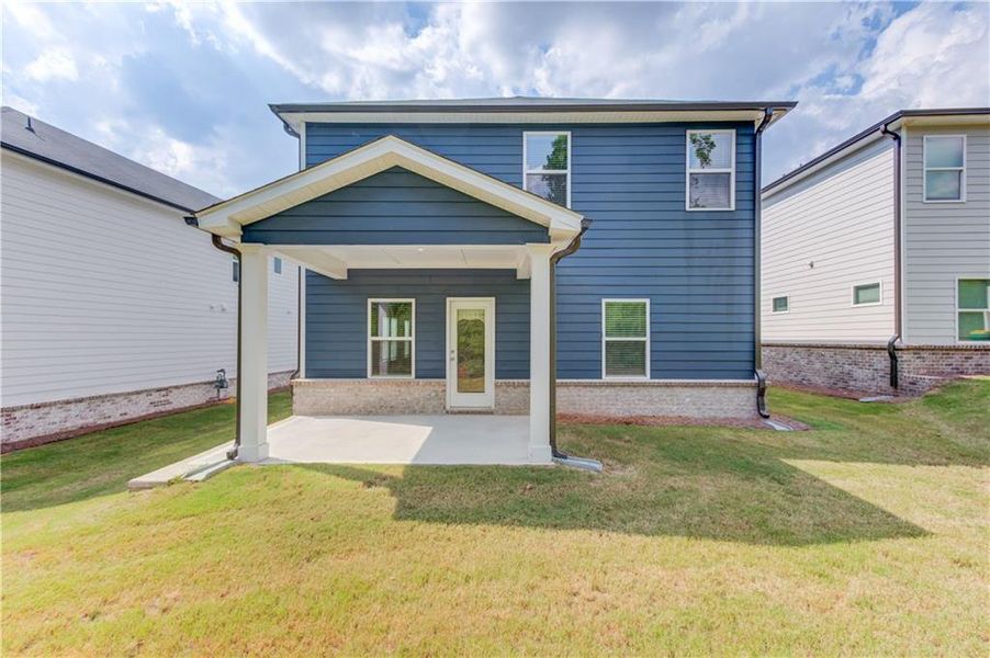 Front exterior of a new home in Sweetwater Green - Royal Series, Lawrenceville, GA, highlighting curb appeal (Image 21).