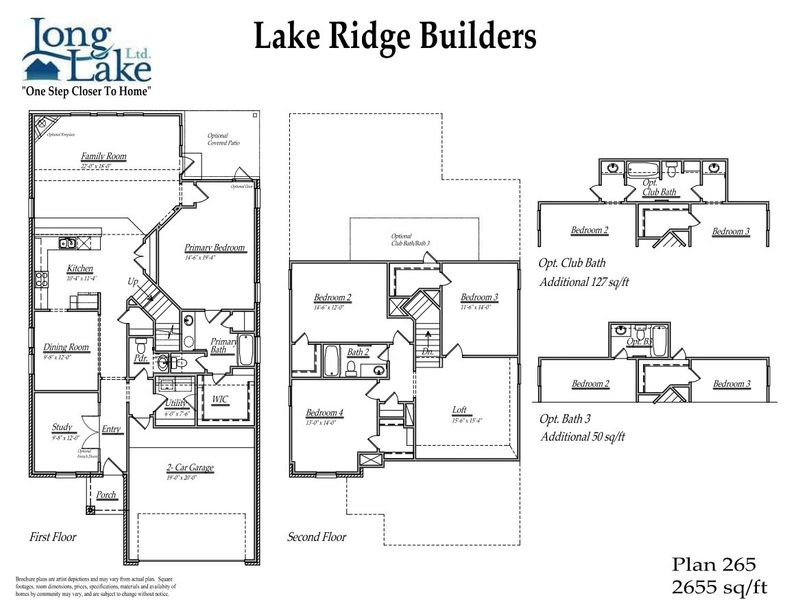2D floor plan layout for the 265 by Long Lake Ltd. in Grand Magnolia, Magnolia, TX (Image 3).