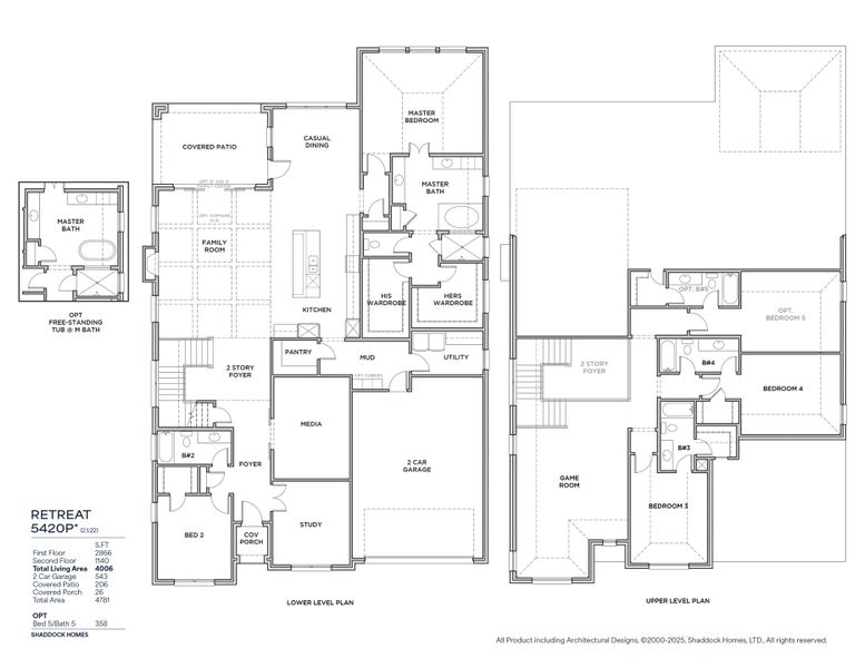 2D floor plan layout for the Retreat - SH 5420 by Shaddock Homes in High Plains at Furst Ranch, Argyle, TX (Image 3).