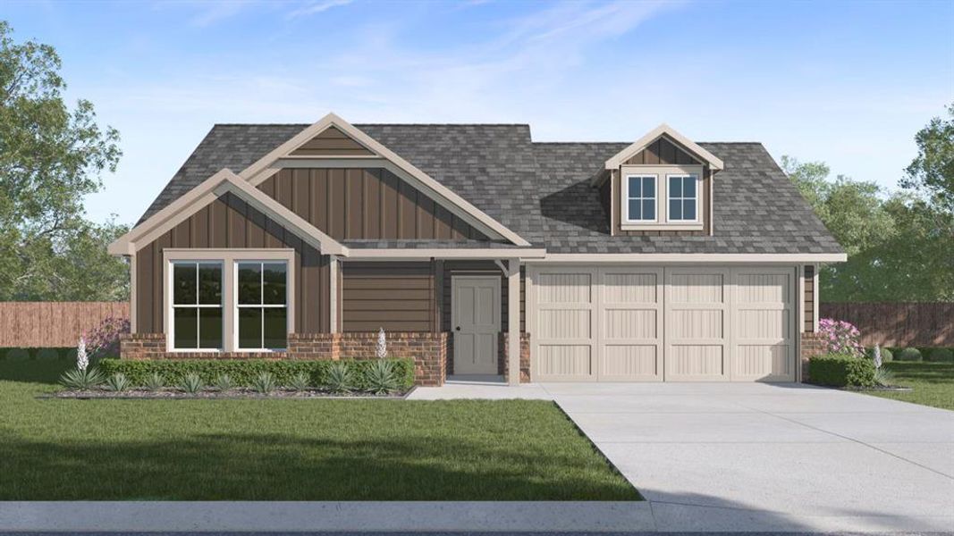 Front exterior of a new home in Blaire Lake, Tyler, TX, highlighting curb appeal (Image 2). Front exterior of a new home in Blaire Lake, Tyler, TX, highlighting curb appeal (Image 2).