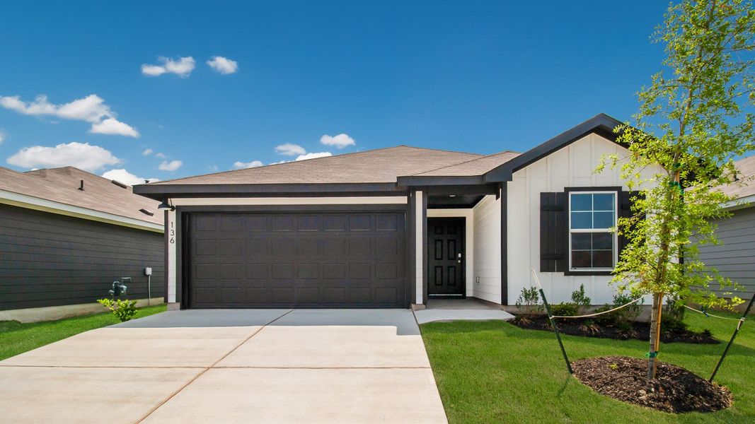 Representative exterior photo of a completed home built from the The Gaven by D.R. Horton in Wayside, Uhland, TX (Image 1).