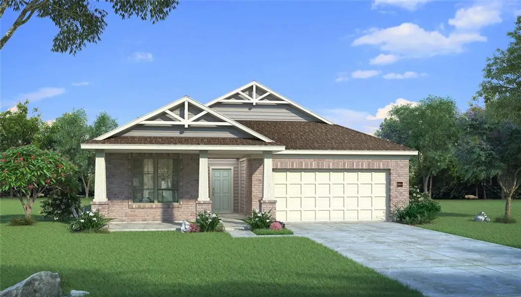 Front exterior of a new home in Devonshire, Forney, TX, highlighting curb appeal (Image 1). Front exterior of a new home in Devonshire, Forney, TX, highlighting curb appeal (Image 1).