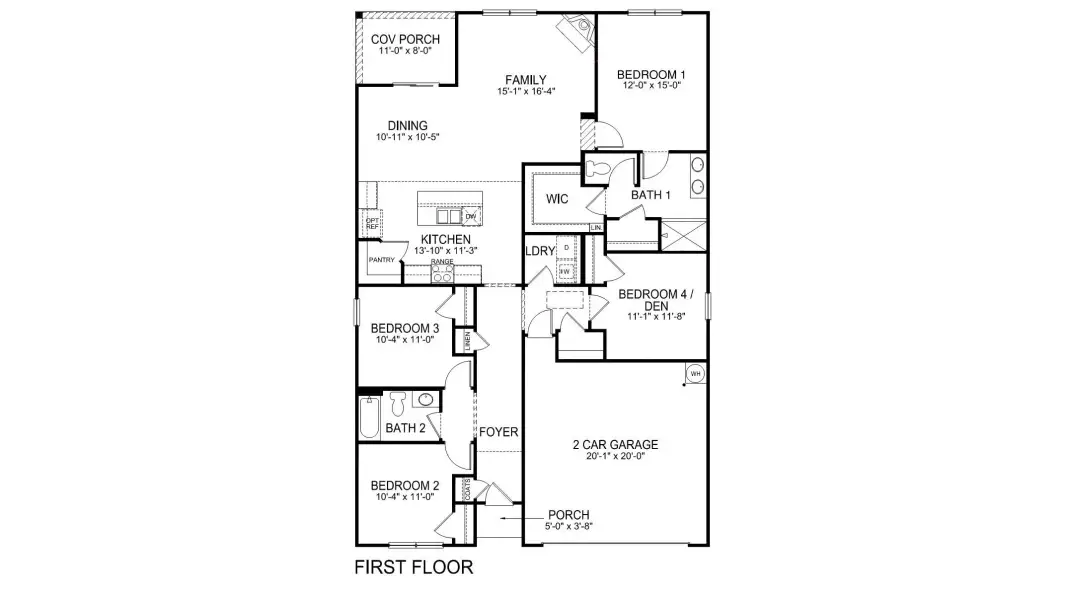 2D floor plan layout for the Cali by D.R. Horton in Rydele Heights - Express, Weaverville, NC (Image 3).