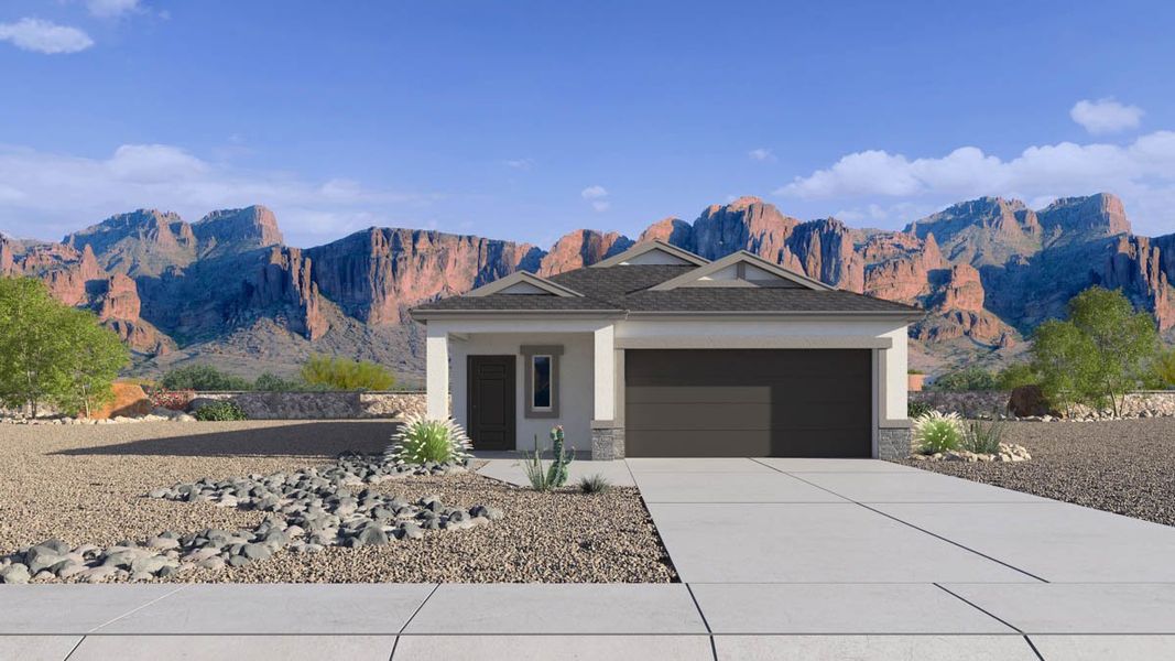 Representative exterior photo of a completed home built from the Caroline by D.R. Horton in Elena Trails, Maricopa, AZ (Image 17). Representative exterior photo of a completed home built from the Caroline by D.R. Horton in Elena Trails, Maricopa, AZ (Image 17).