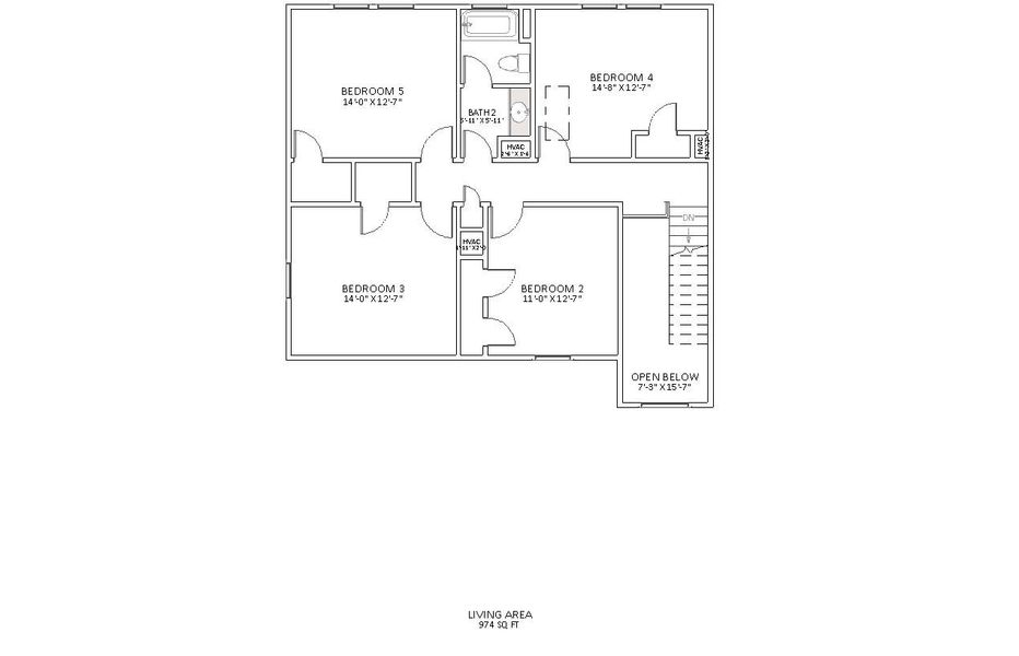 2D floor plan layout for the Enory by Enchanted Homes in Guadalupe Heights, Seguin, TX (Image 6).